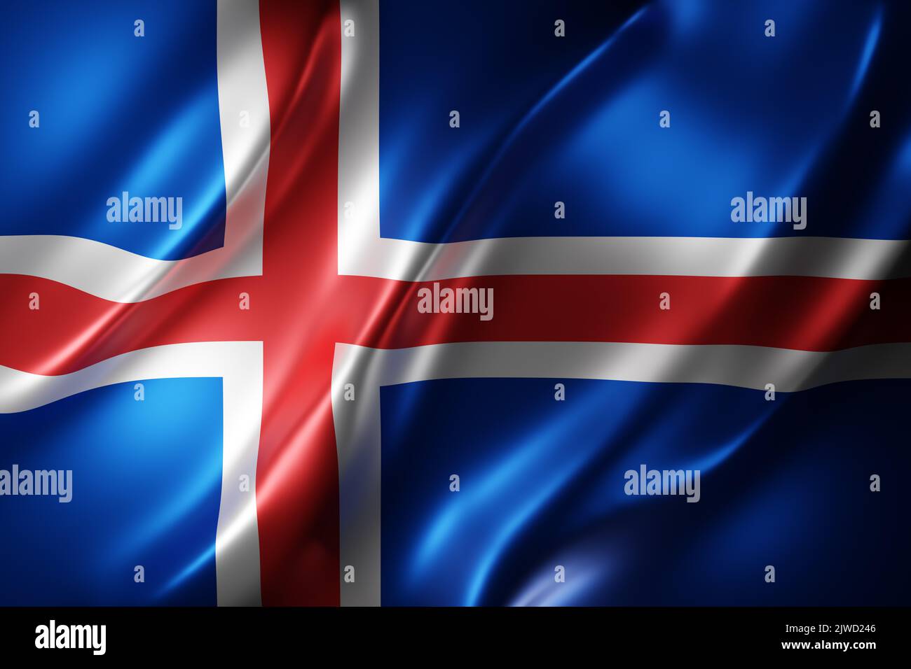 3d rendering of a detail of a silked Iceland flag Stock Photo - Alamy