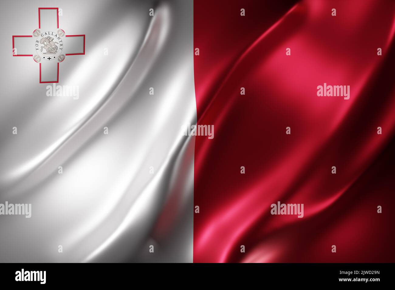 3d rendering of a detail of a silked Malta flag Stock Photo - Alamy