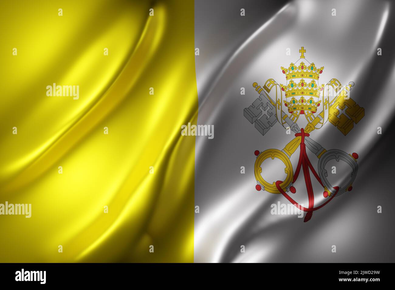 3d rendering of a detail of a silked Vatican flag Stock Photo - Alamy