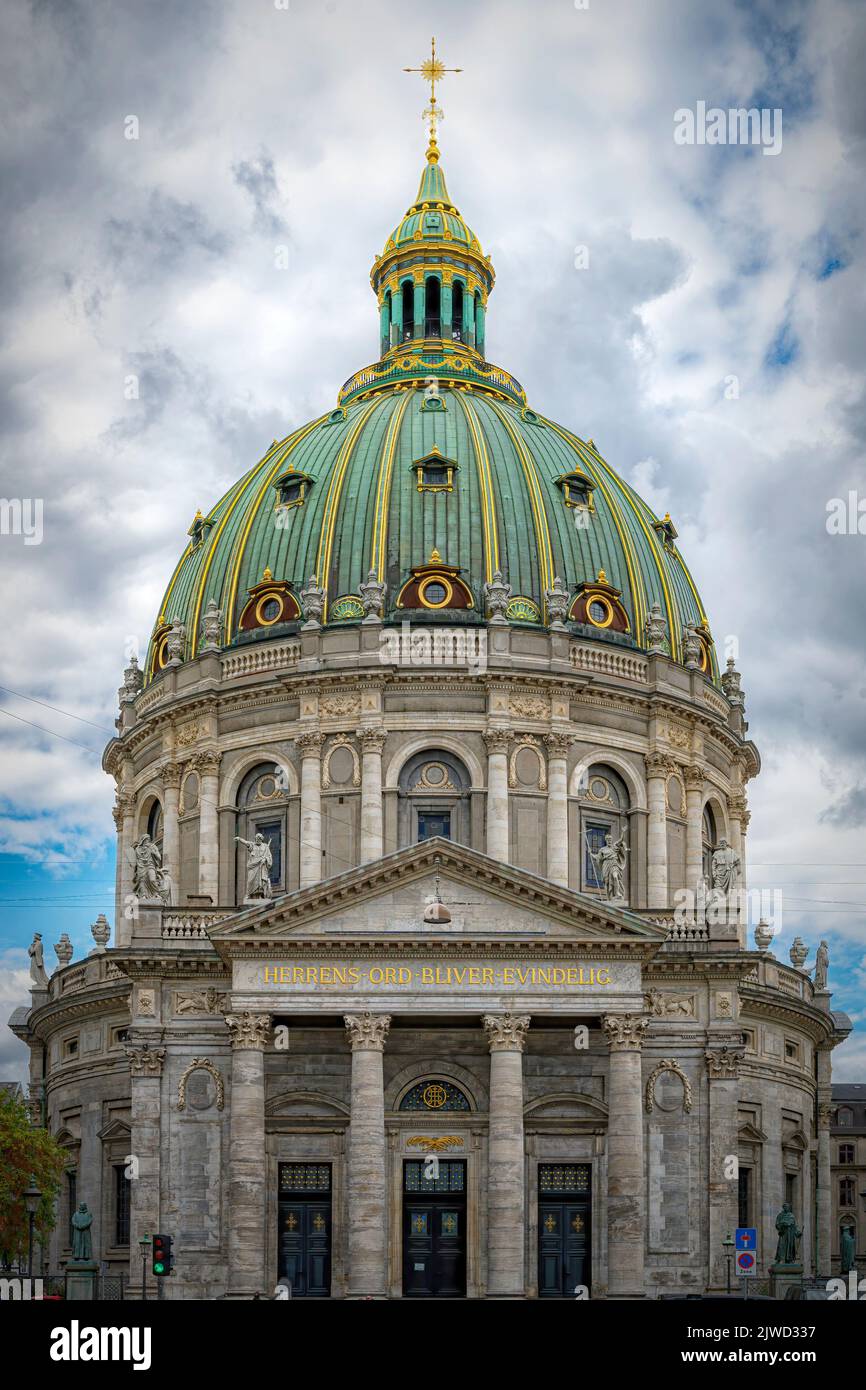 COPENHAGEN, DENMARK - SEPTEMBER 03, 2022: Frederik's Church, popularly known as The Marble Church for its rococo architecture. Stock Photo