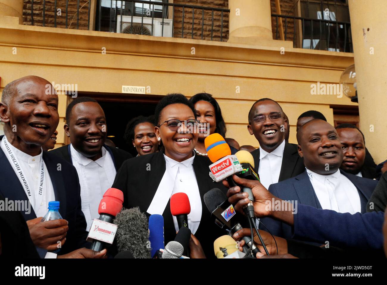 United Democratic Alliance (UDA) Secretary-General Veronica Maina addresses a news conference after the Supreme Court upheld Ruto's presidential election victory, at the Supreme Court in Nairobi, Kenya September 5, 2022. REUTERS/Thomas Mukoya Stock Photo