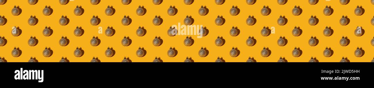 orange xmas background gold ball seamless pattern Stock Photo