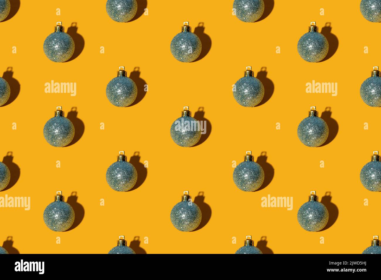 orange xmas background blue ball seamless pattern Stock Photo