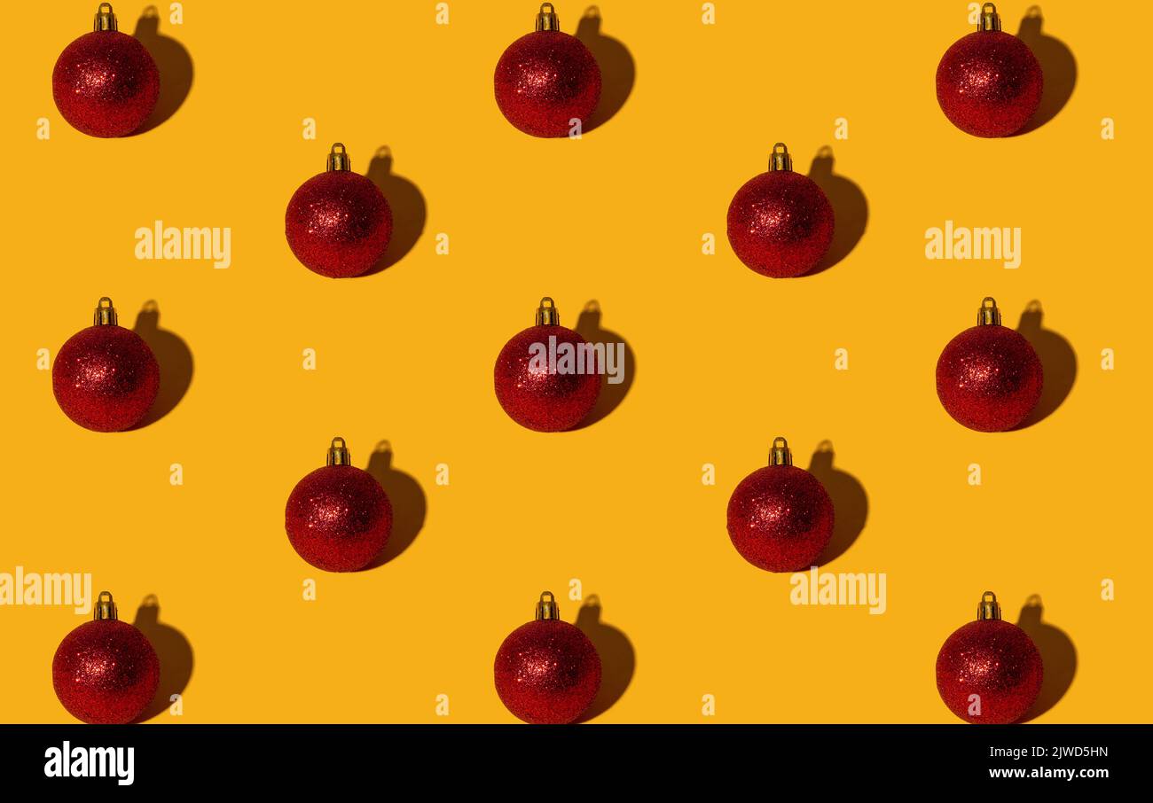 christmas ball pattern orange seamless background Stock Photo