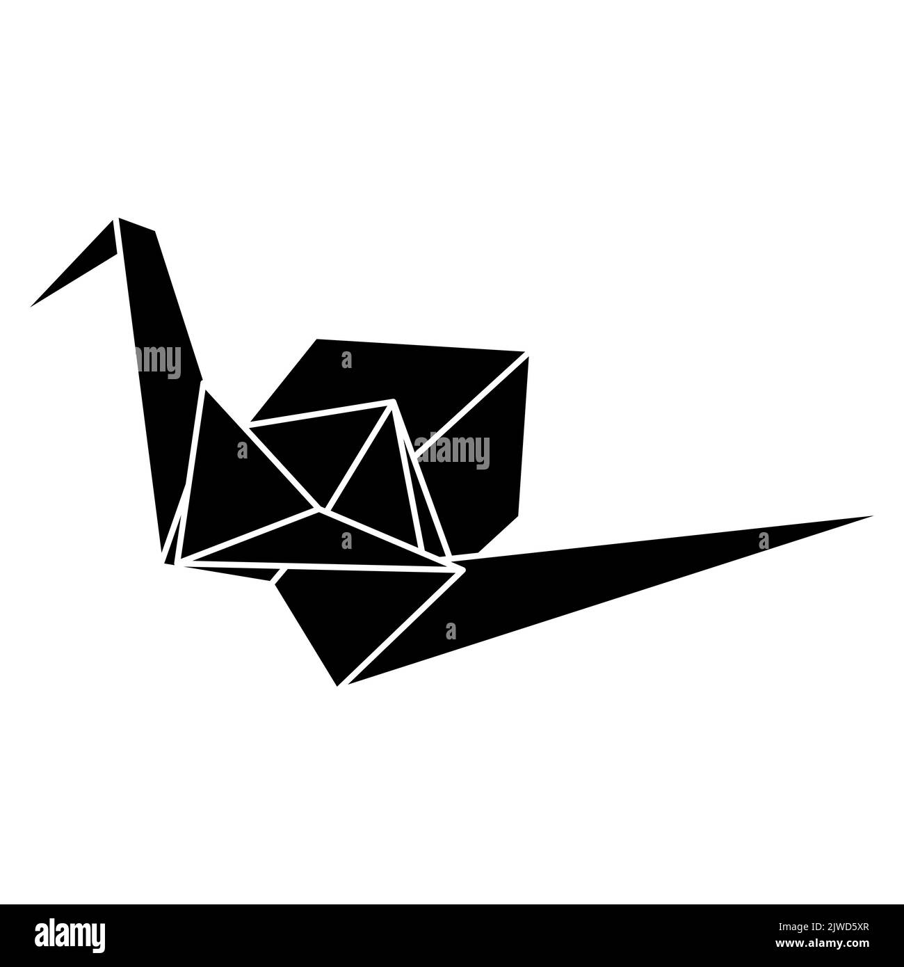 Origami crane vector silhouette illustration icon isolated on white