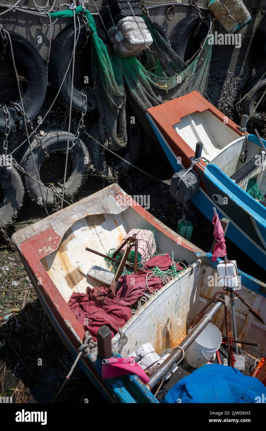 Taipei. 05th Sep, 2022. Fishing boats in the fishing port affected by waves caused by high winds and rainfall during Ninnamnor typhoon in Tamsui, Taiwan on 05/09/2022 by Wiktor Dabkowski Credit: dpa/Alamy Live News Stock Photo