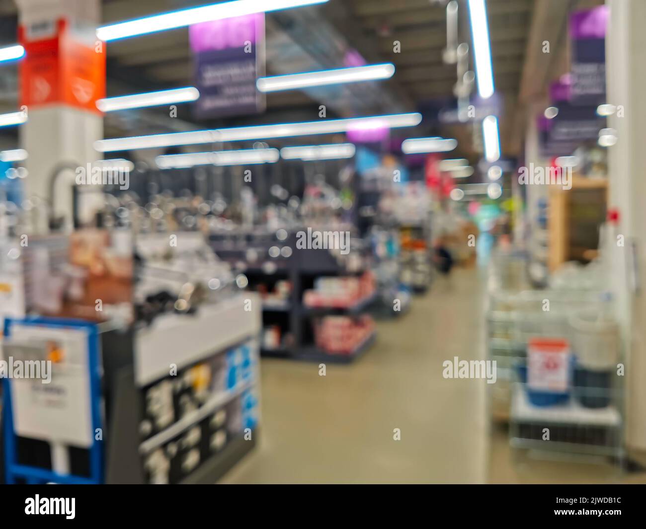 Abstract blur background of discount store for construction home - can use to improve your product to complete Stock Photo
