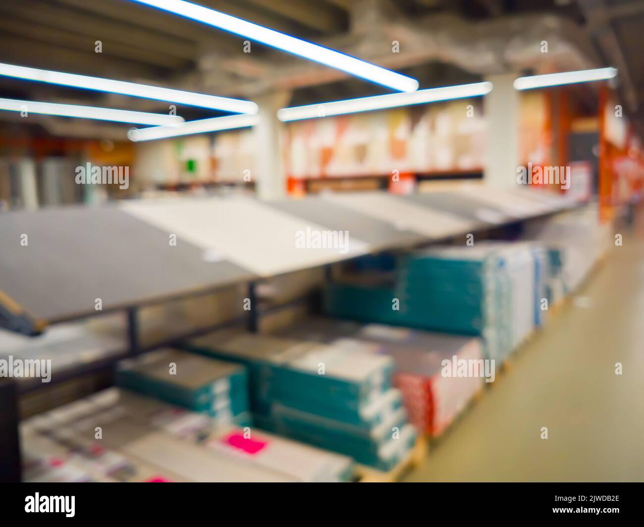 Abstract blur background of discount store for construction home - can use to improve your product to complete Stock Photo
