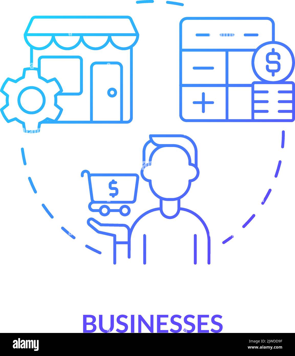Businesses blue gradient concept icon Stock Vector