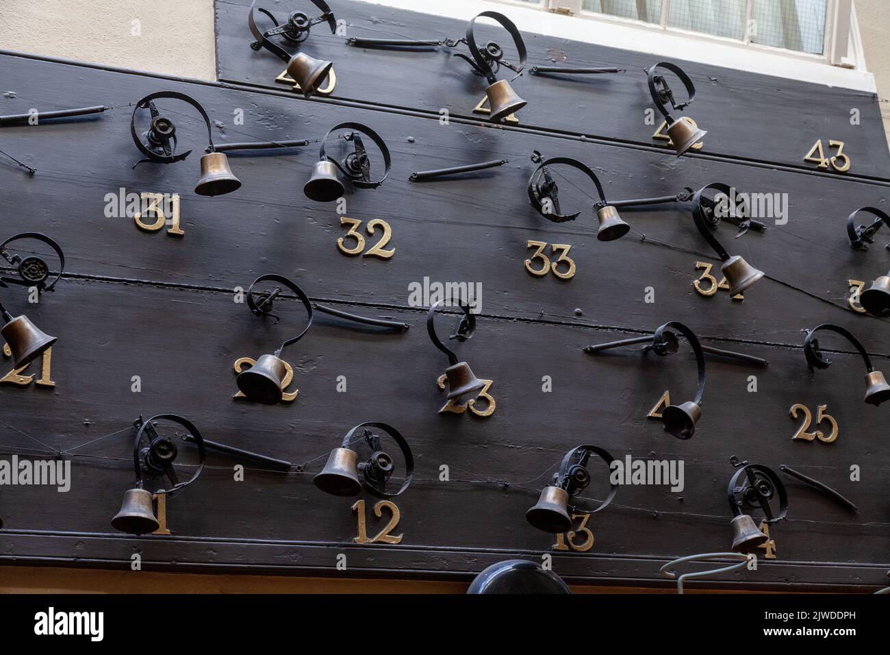 victorian bells for rooms in a hotel in Dartmouth Stock Photo