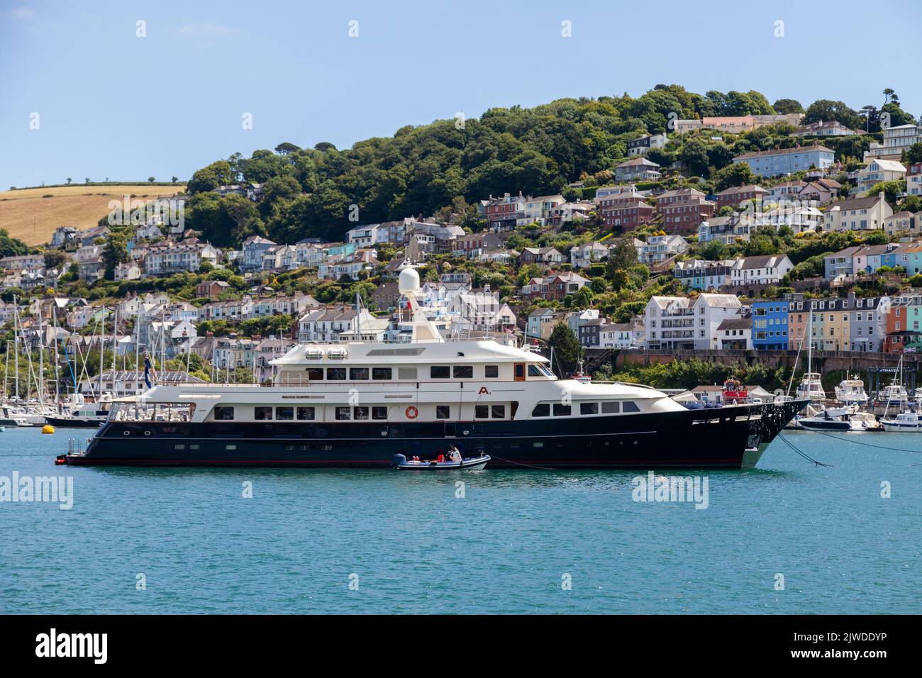 A super yacht moored in Dartmouth Harbour Stock Photo Alamy