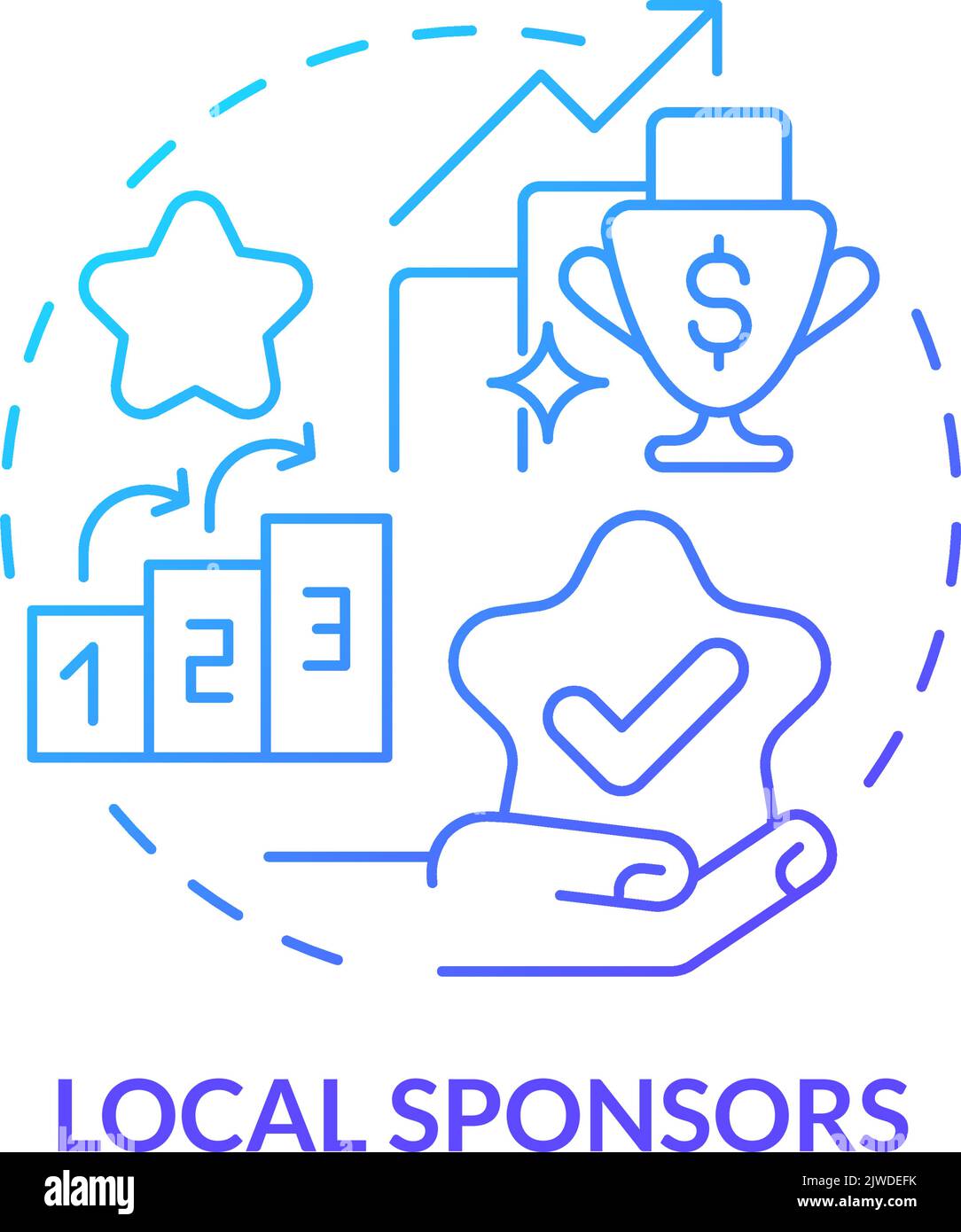 Local sponsors blue gradient concept icon Stock Vector