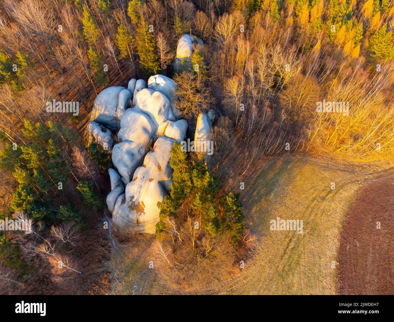 White rocks or Elephant rocks from above Stock Photo