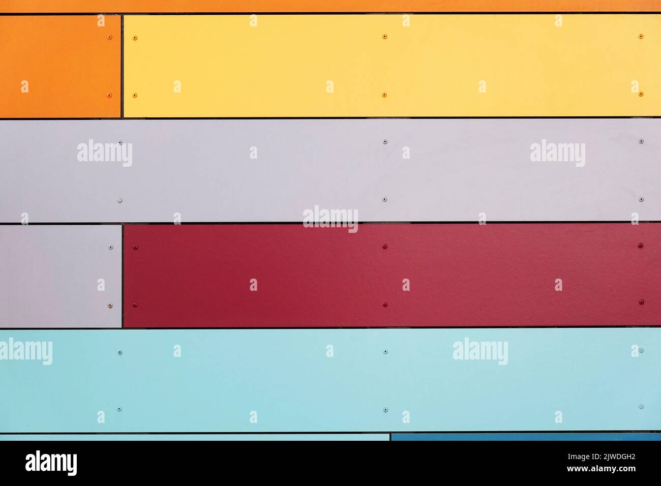 colorful wall cladding background with horizontal panels Stock Photo