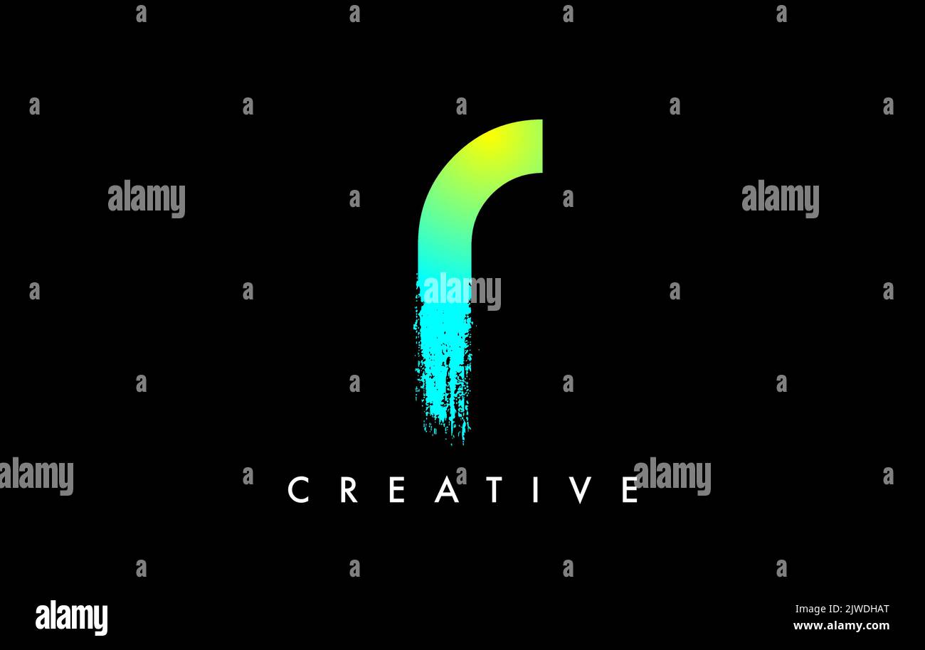 Letter R Logo Icon Design with Rounded Shape and Artistic Brush Stroke