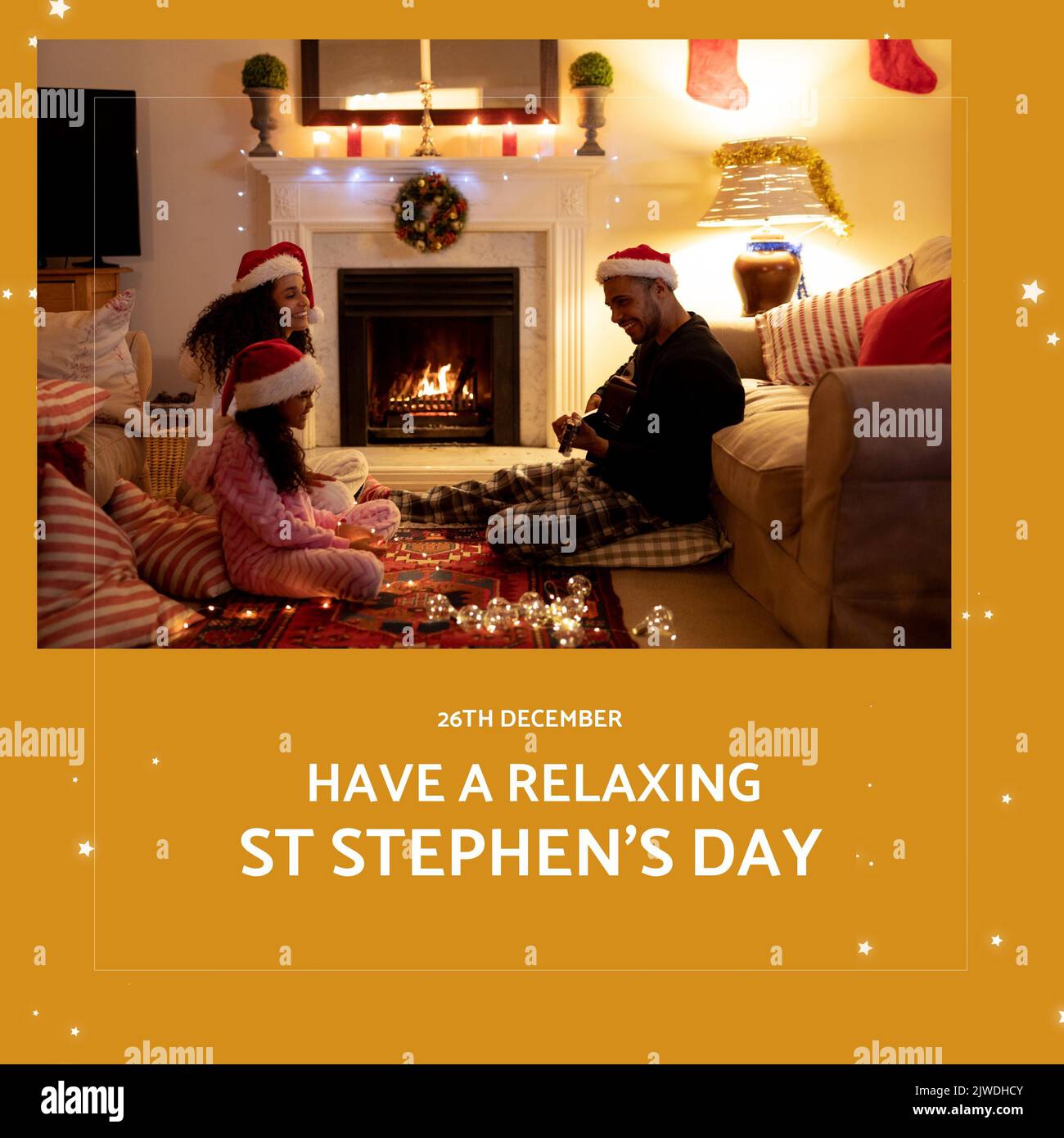 Composition of st stephen's day text over african american family ...