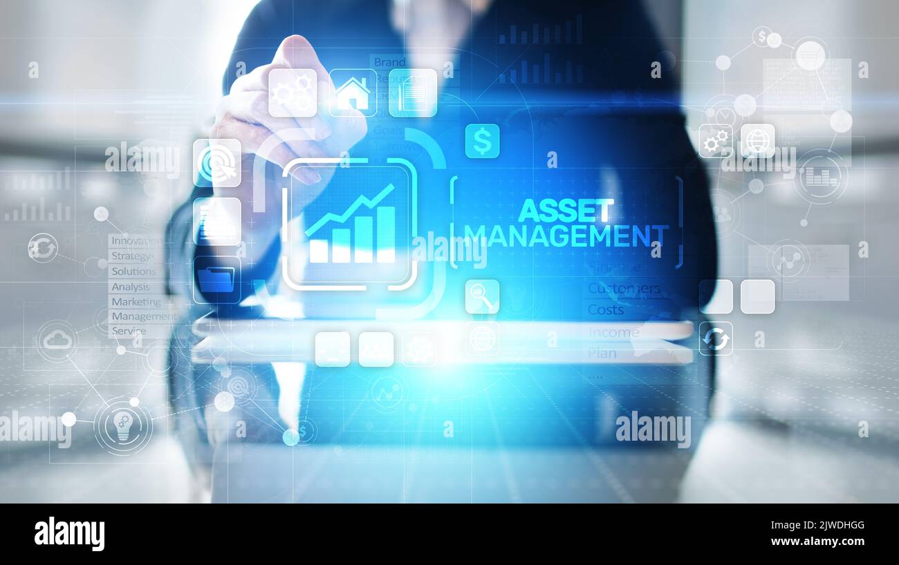 Asset management Business technology internet concept button on virtual screen. Stock Photo