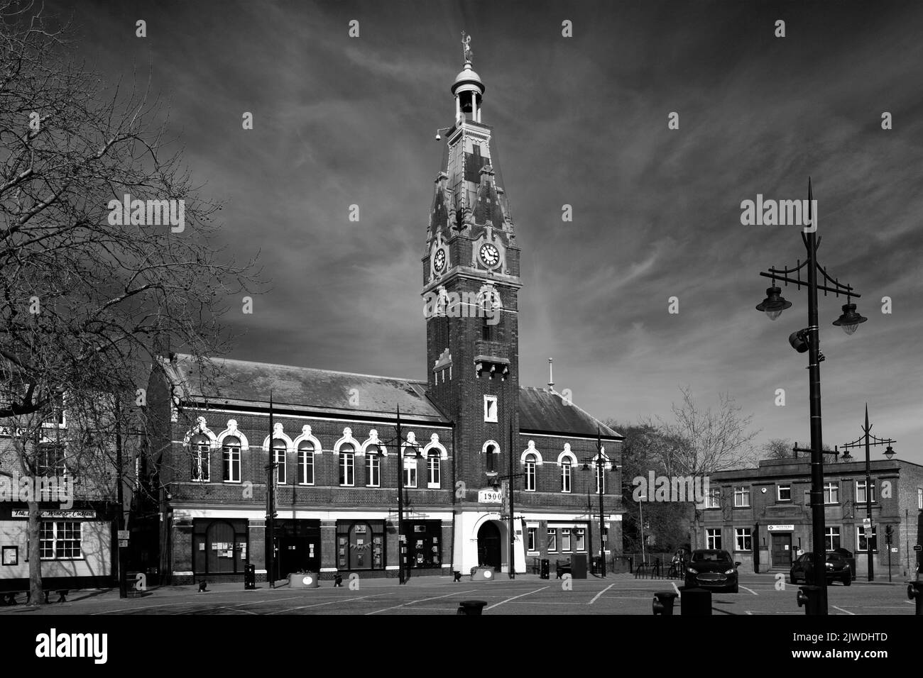 The town hall and market square march town cambridgeshire england