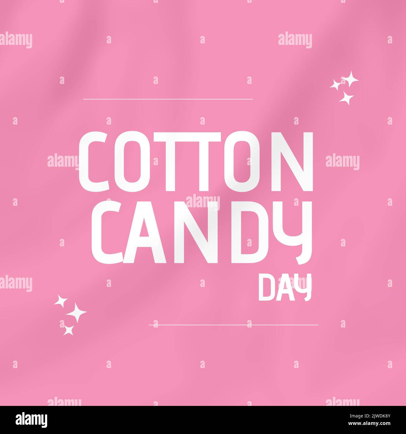 Illustration of cotton candy day text in white color stars over pink background, copy space Stock Photo