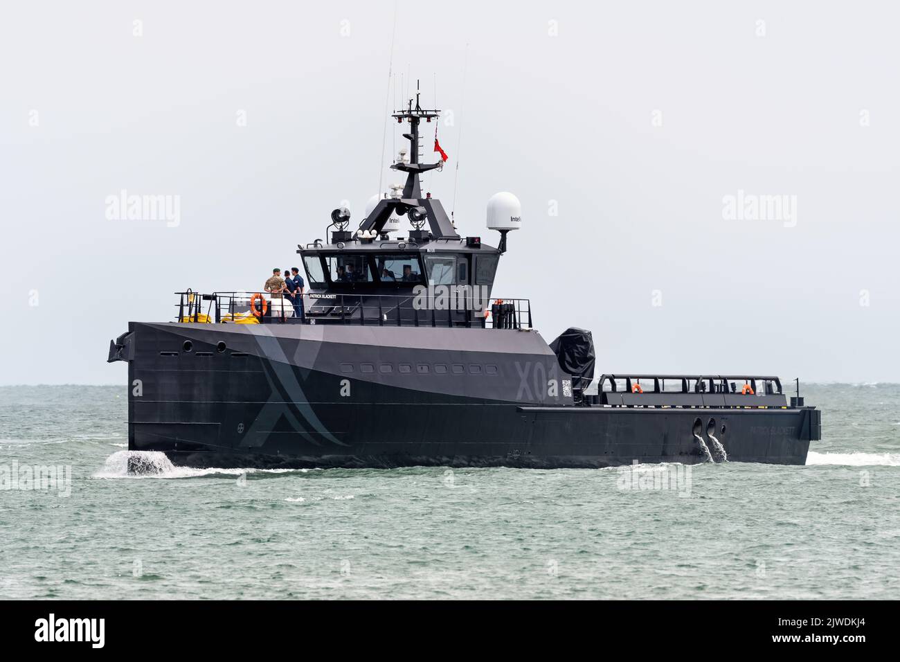 XV Patrick Blackett (X01) is an experimental vessel operated by the Royal NavyX trials team. Stock Photo