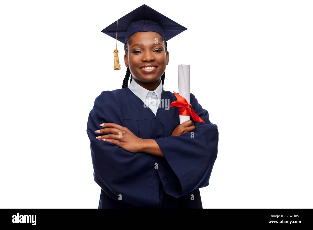 happy female graduate student with diploma Stock Photo