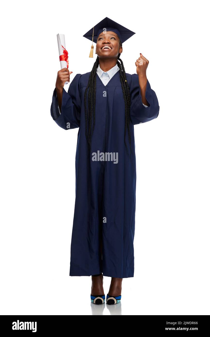 happy female graduate student with diploma Stock Photo - Alamy