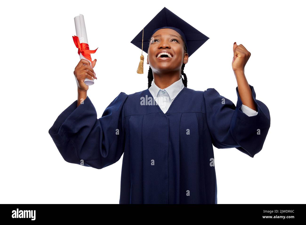happy female graduate student with diploma Stock Photo