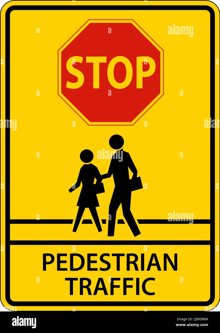 Stop Pedestrian Traffic Sign On White Background Stock Vector
