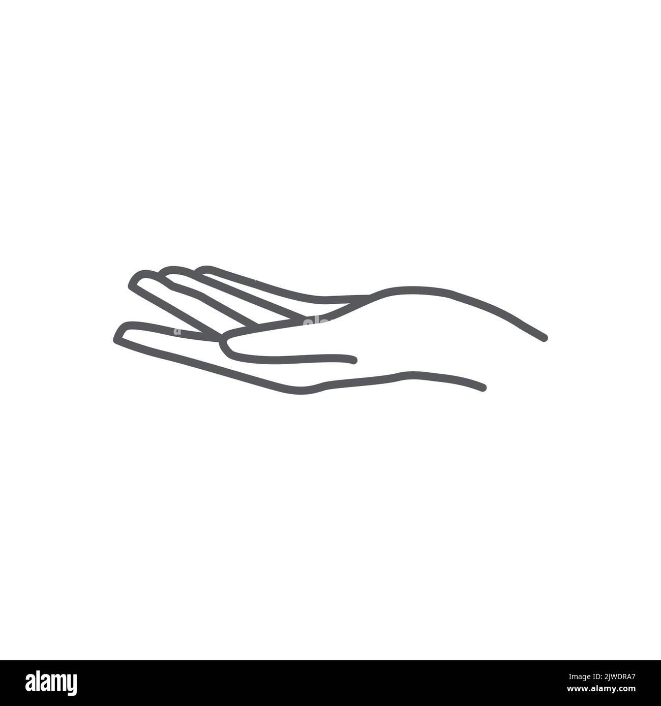 hand drawing gesture giving linear design. hand icon vector. hand symbol of giving icon. Hand care logo design. vector illustration Stock Vector