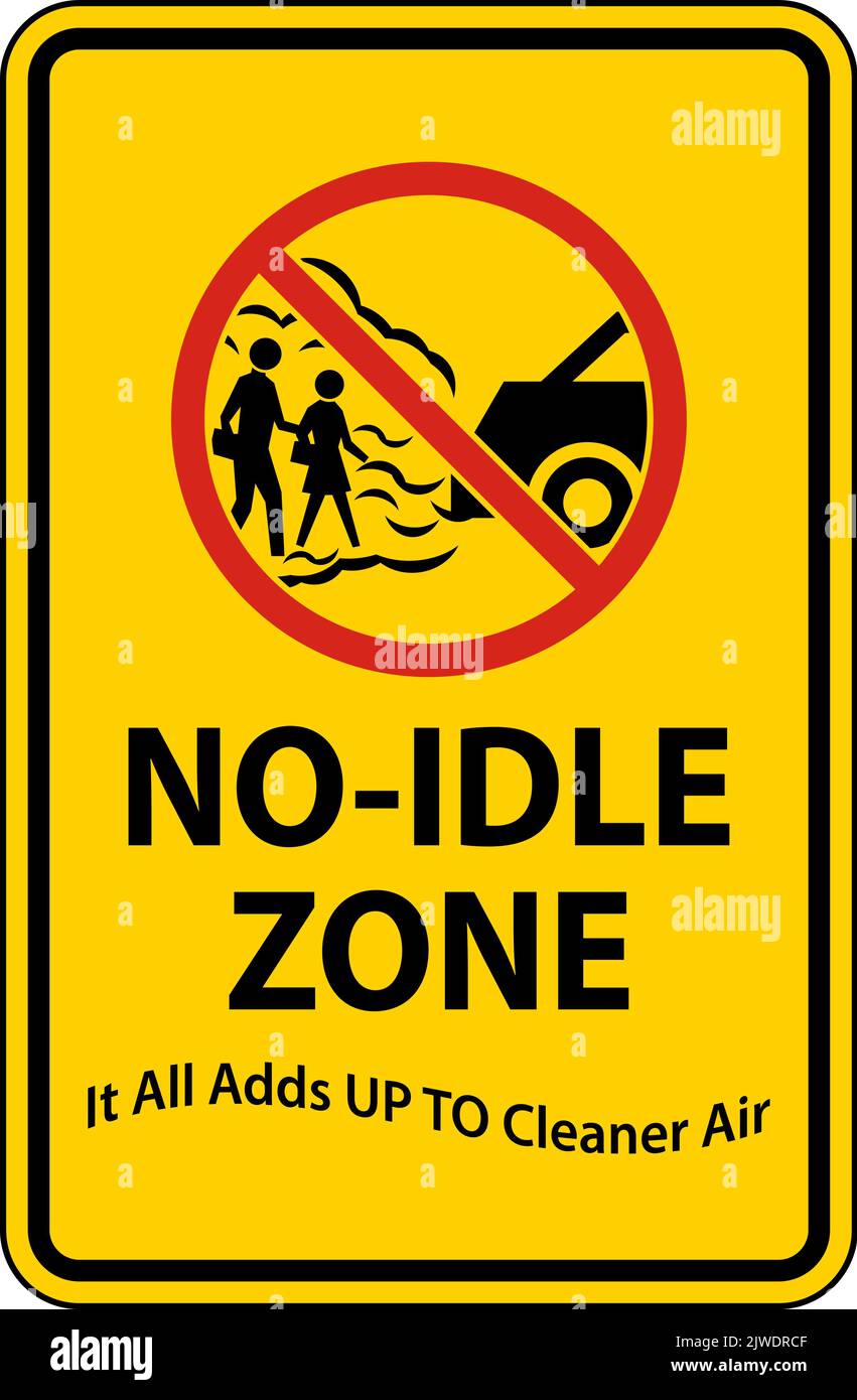 No Idle Zone Sign On White Background Stock Vector