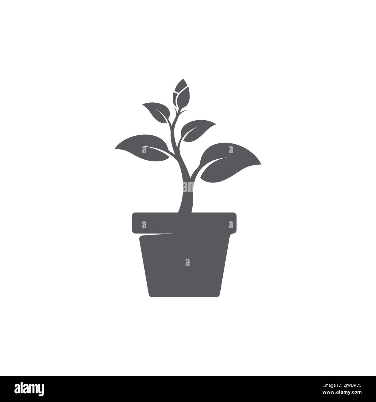 leaf and pot icon. Potted plant icon trendy design. leaf on pot icon