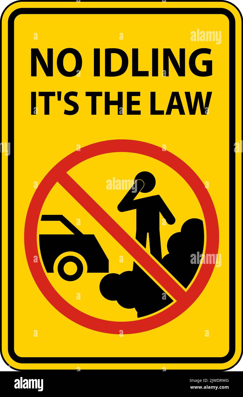 No Idling It's The Law Sign On White Background Stock Vector