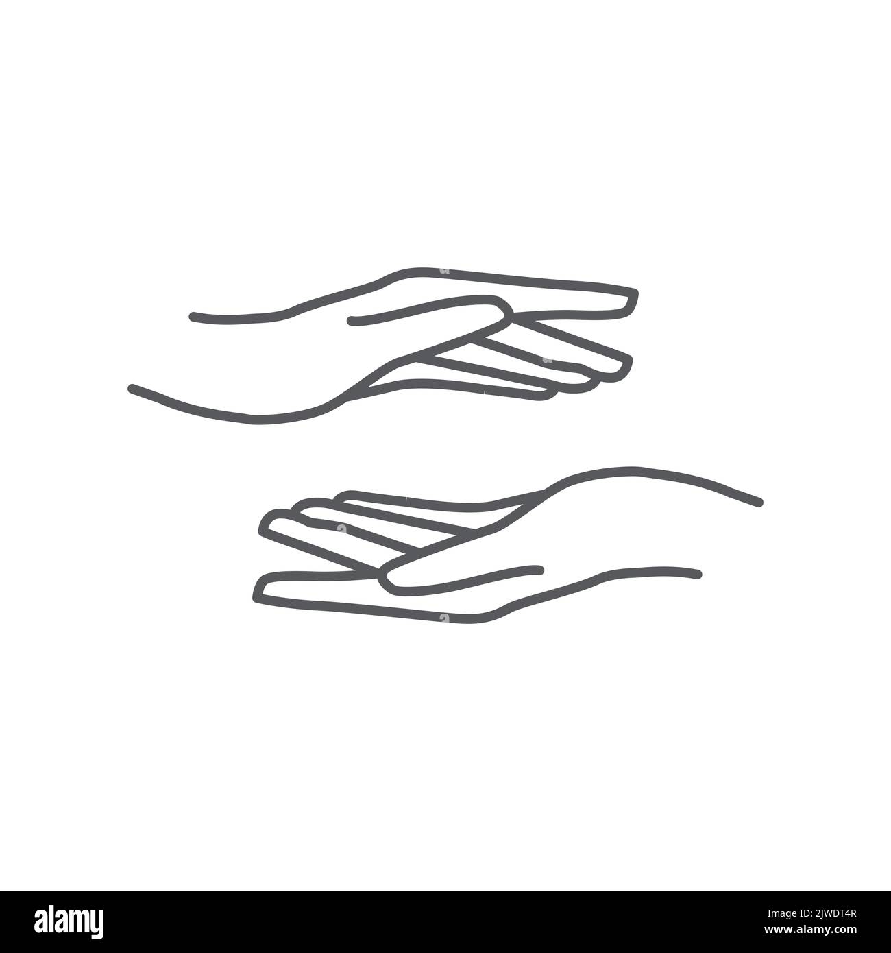 hand drawing gesture giving linear design. hand icon vector. hand symbol of giving  icon. Hand care logo design. vector illustration Stock Vector Image & Art -  Alamy