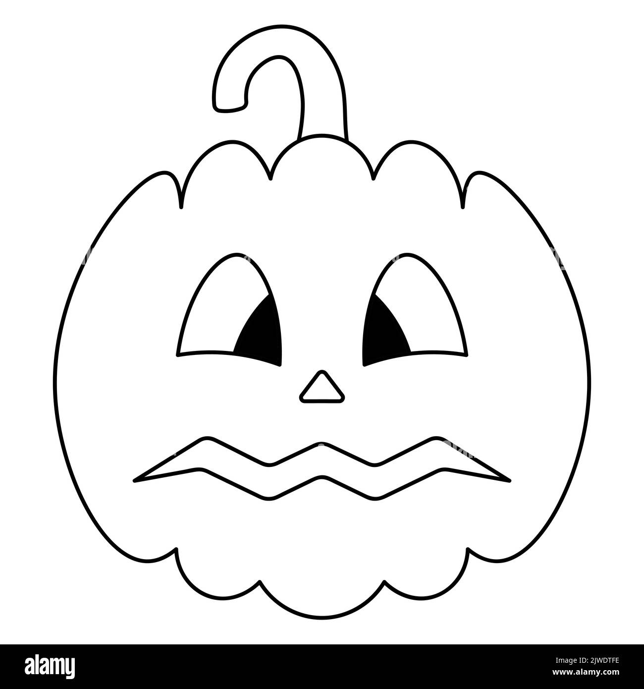 Pumpkin. Frightened facial expression. Sketch. Halloween symbol. A fearful grimace. Jack-lantern ...