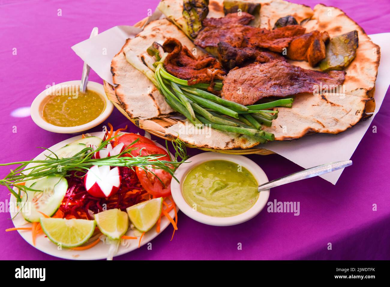 Grilled meats and Tlayudas, Oaxaca, Mexico Stock Photo Alamy