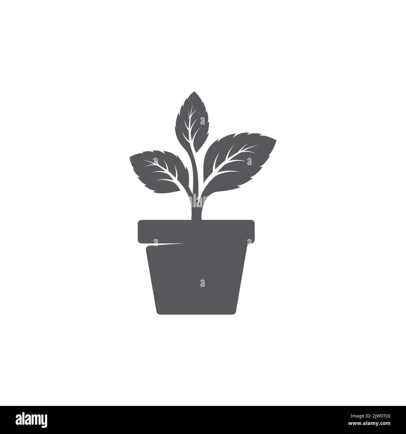 leaf and pot icon. Potted plant icon trendy design. leaf on pot icon