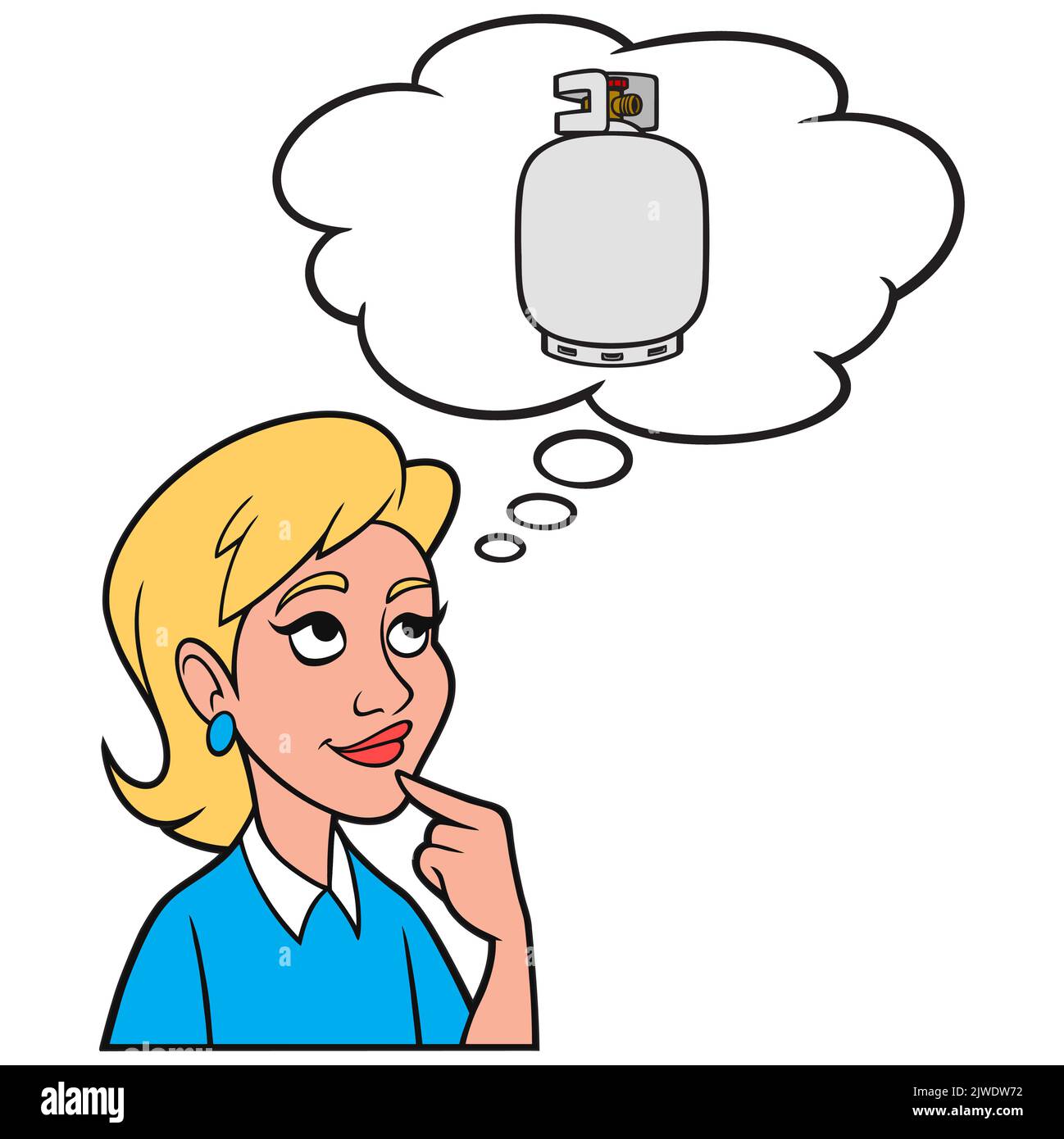 Girl thinking about a Propane Tank A cartoon illustration of a Girl