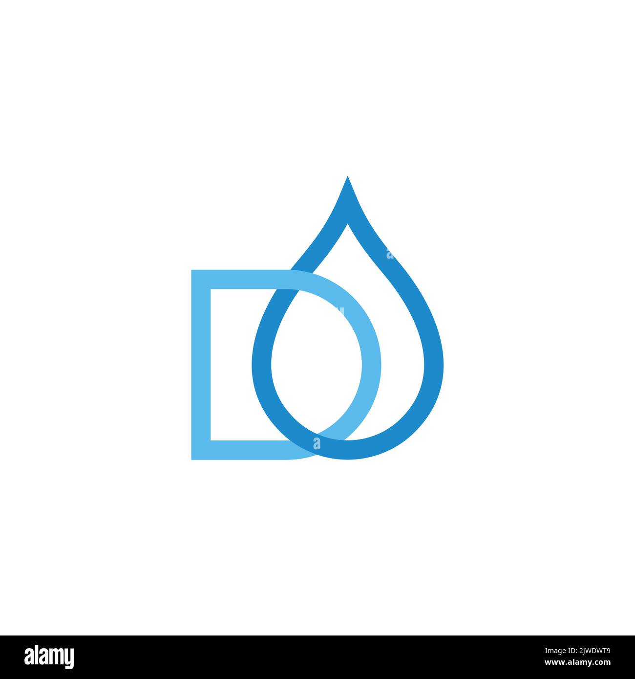 letter d linked drop water fresh blue icon vector Stock Vector