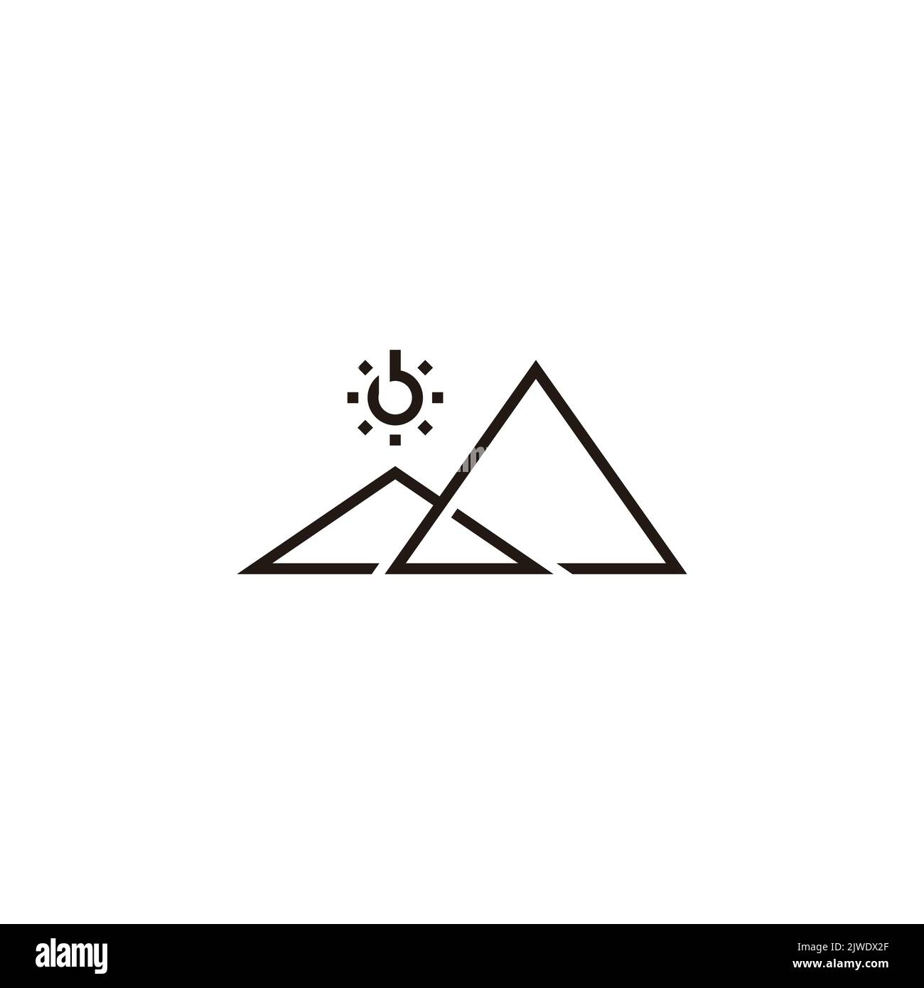 sun mountain geometric thin line logo vector Stock Vector