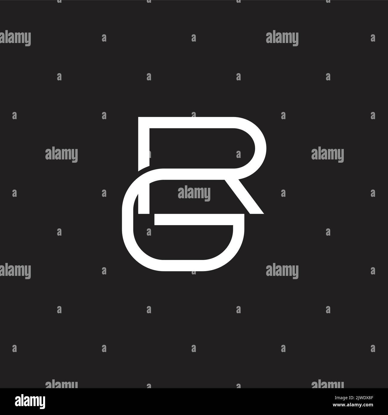 letter gr curves linked font logo vector Stock Vector