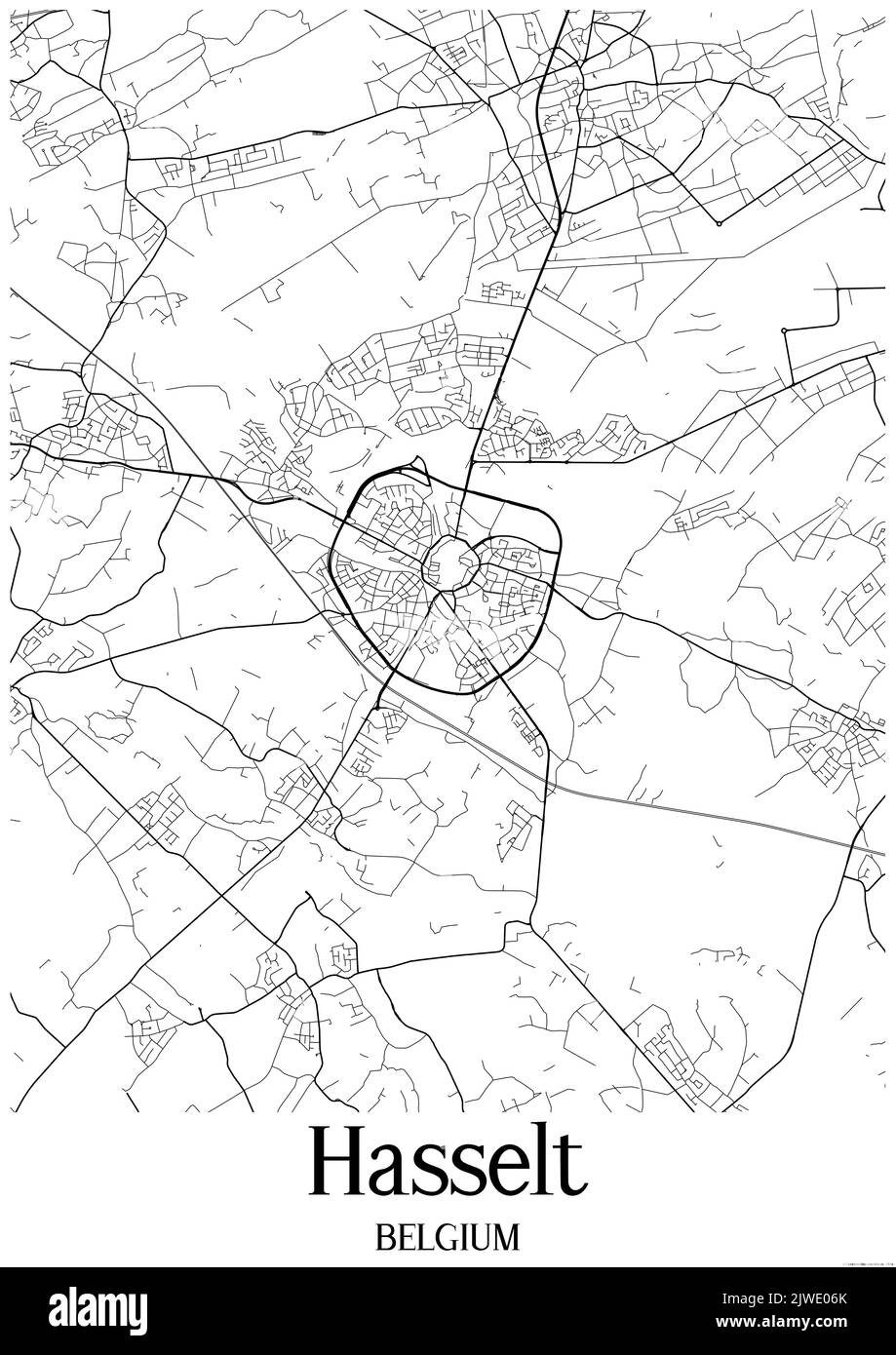 Black and white urban map of hasselt Stock Photo Alamy