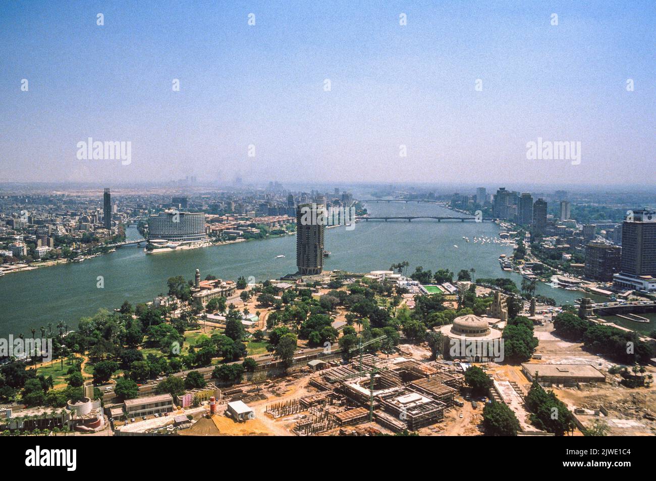 A southern view of Cairo from the Cairo Tower with the Opera House under construction, Egypt Stock Photo