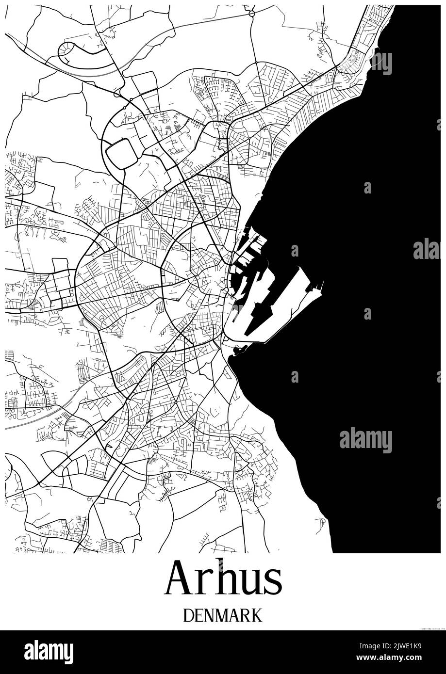 Arhus Map Hi Res Stock Photography And Images Alamy Black And White Urban Map Of Arhus 2JWE1K9 