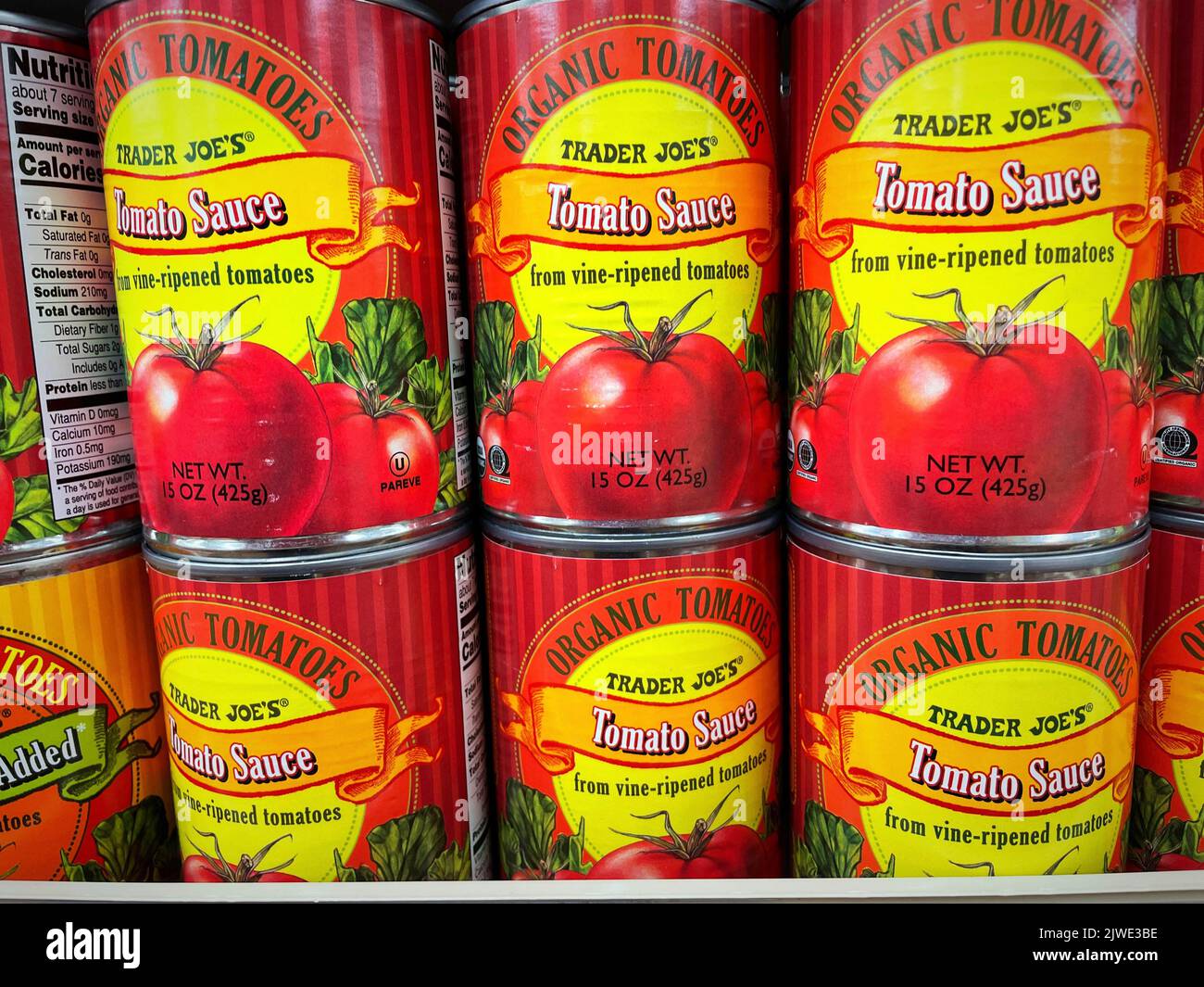 Canned goods at a Trader Joe's store in New York City, USA 2022 Stock
