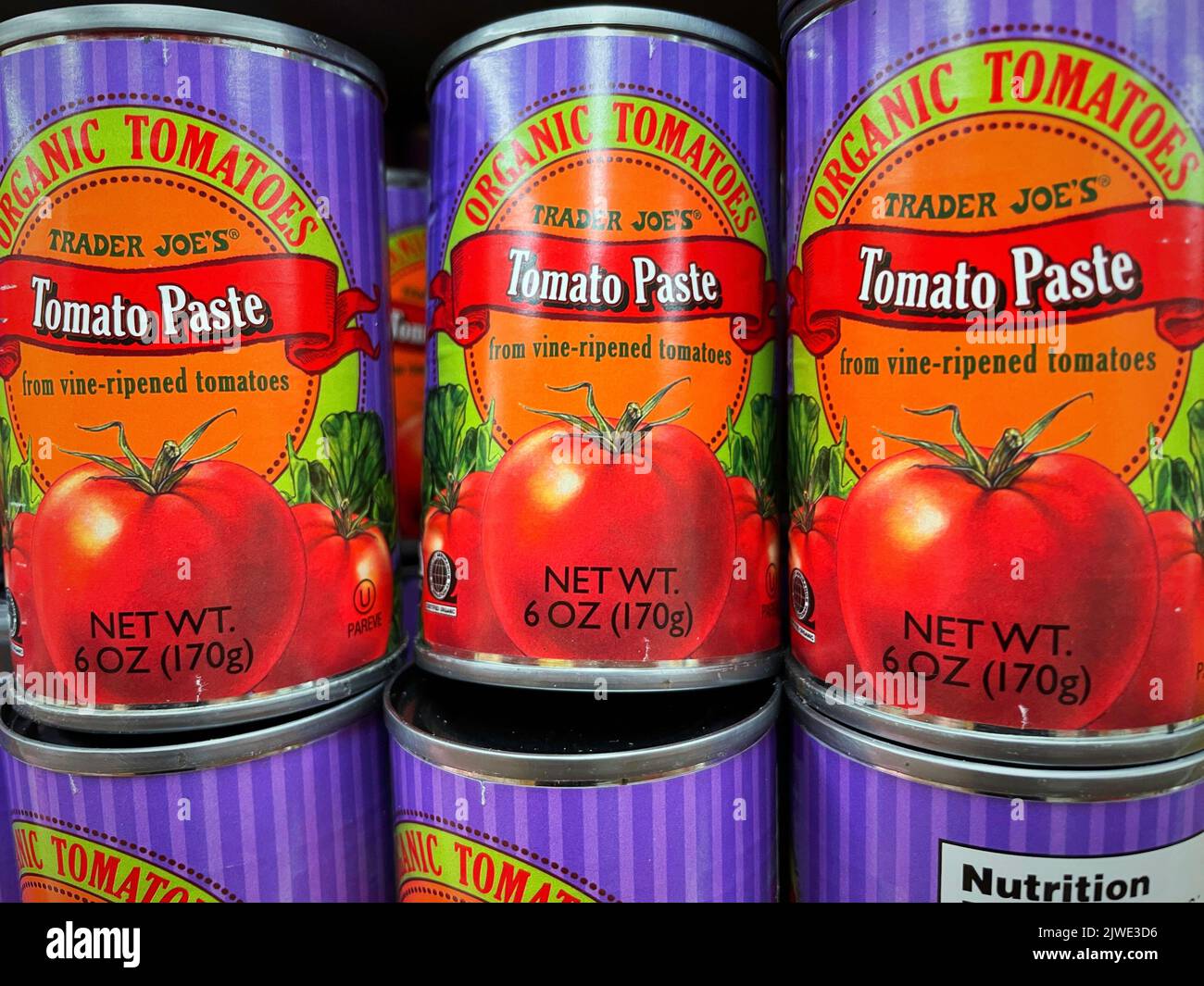 Canned goods at a Trader Joe's store in New York City, USA 2022 Stock