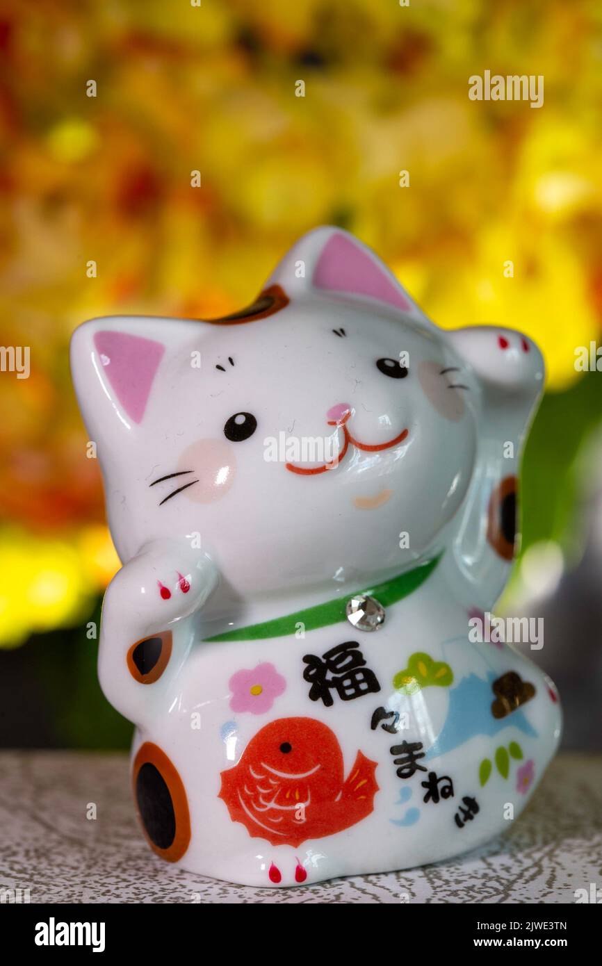 Maneki Neko, Lucky Cat Figurine, 2022 Stock Photo
