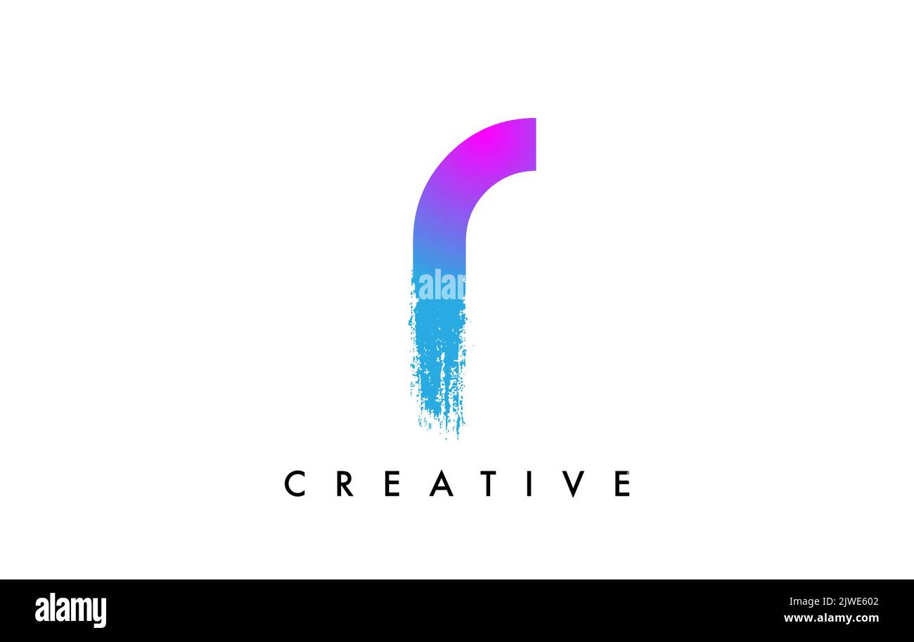 Letter R Logo Icon Design with Rounded Shape and Artistic Brush Stroke ...