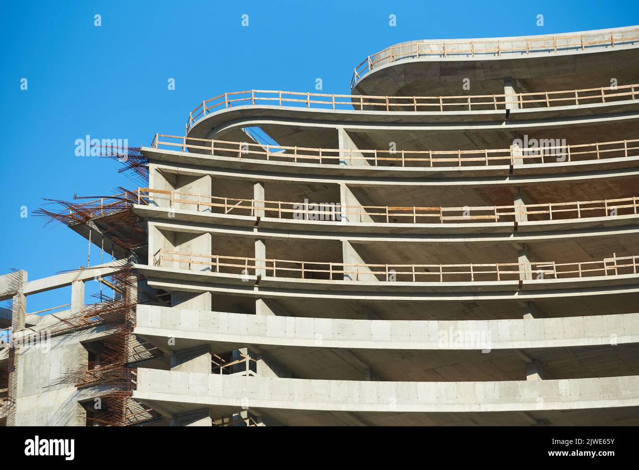 Construction of a reinforced concrete building in Europe Stock Photo