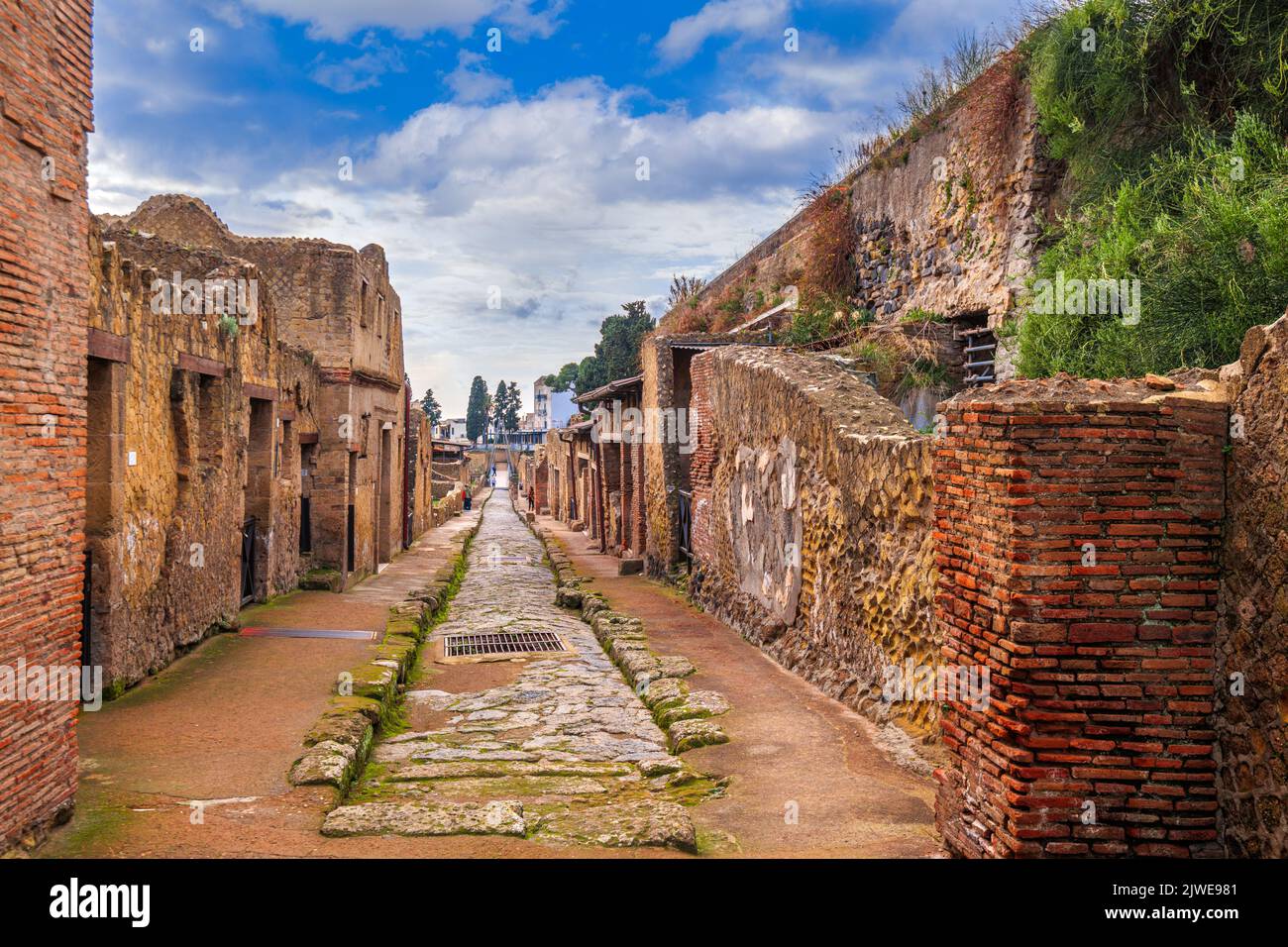 Ercolano, Italy at Herculaneum, an ancient Roman town buried in the eruption of Mount Vesuvius in AD 79. Stock Photo