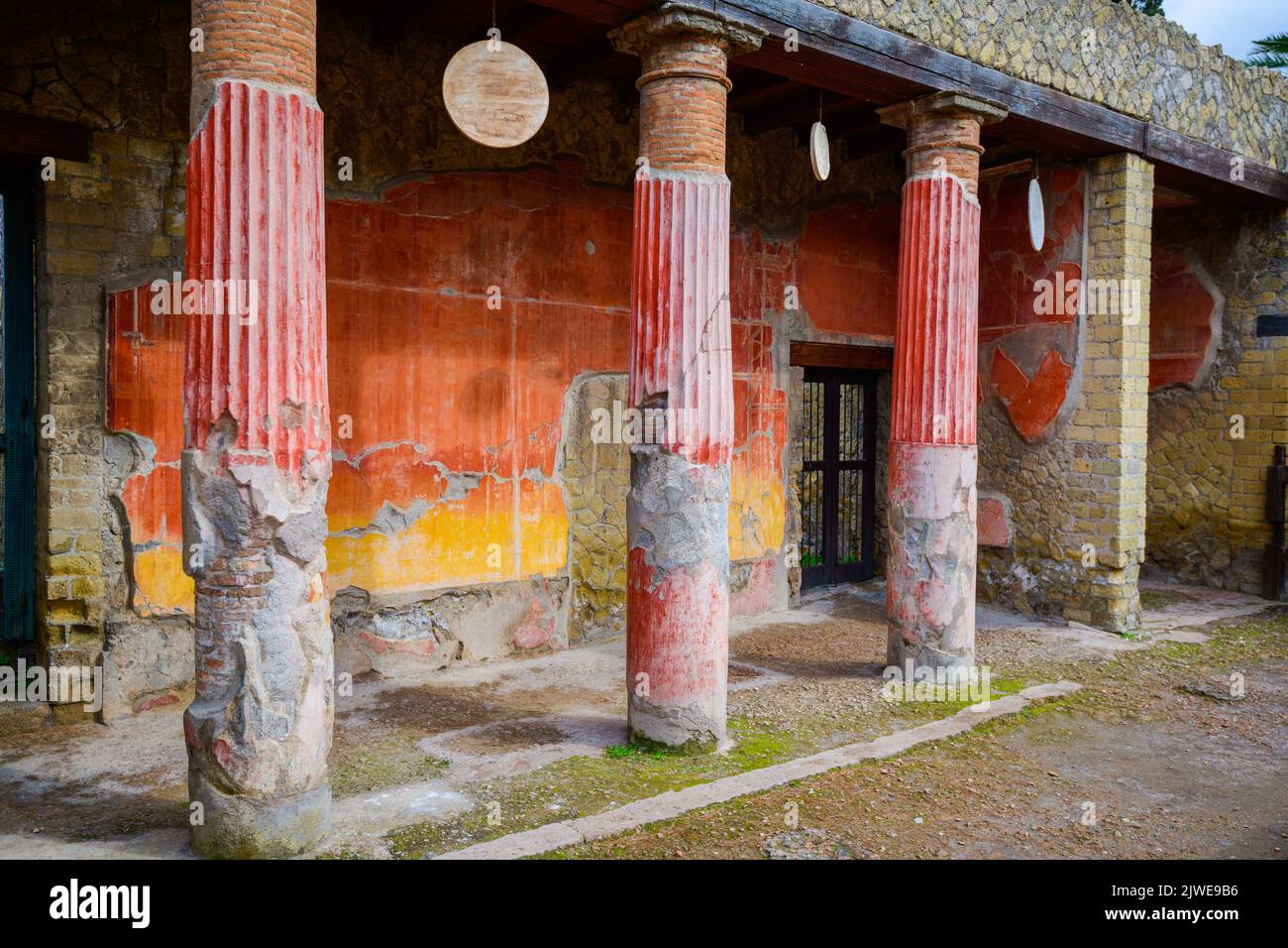 Ercolano, Italy at The House of the Relief of Telephus in the Herculaneum ruins. Stock Photo